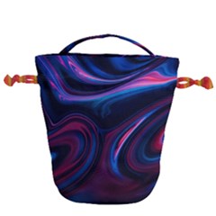 Purple Blue Swirl Abstract Drawstring Bucket Bag by Jancukart