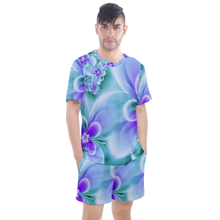 Abstract Flowers Flower Abstract Men s Mesh Tee and Shorts Set