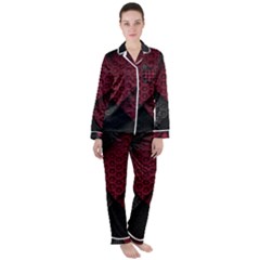 Red Black Abstract Pride Abstract Digital Art Women s Long Sleeve Satin Pajamas Set	