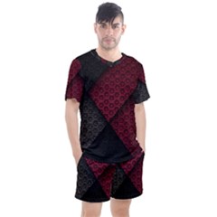 Red Black Abstract Pride Abstract Digital Art Men s Mesh Tee And Shorts Set