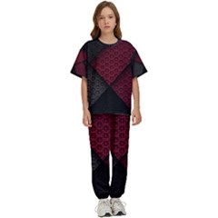 Red Black Abstract Pride Abstract Digital Art Kids  Tee And Pants Sports Set by Jancukart