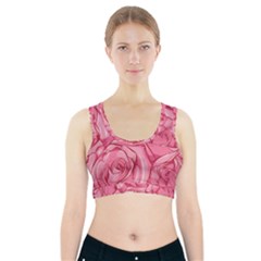 Pink Roses Pattern Floral Patterns Sports Bra With Pocket by Jancukart