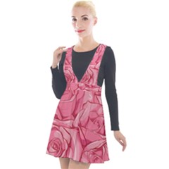 Pink Roses Pattern Floral Patterns Plunge Pinafore Velour Dress by Jancukart