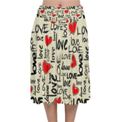 Love Abstract Background Textures Creative Grunge Velvet Flared Midi Skirt by Jancukart