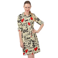 Love Abstract Background Textures Creative Grunge Long Sleeve Mini Shirt Dress by Jancukart