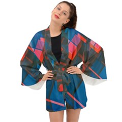 Minimalist Abstract Shaping  Abstract Digital Art Long Sleeve Kimono by Jancukart