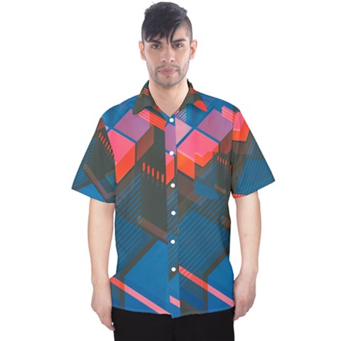 Minimalist Abstract Shaping  Abstract Digital Art Men s Hawaii Shirt by Jancukart