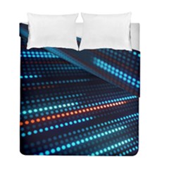 Orange Blue Dot Dots Lines Abstract Abstract Digital Art Duvet Cover Double Side (full/ Double Size) by Jancukart