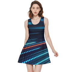 Orange Blue Dot Dots Lines Abstract Abstract Digital Art Inside Out Reversible Sleeveless Dress