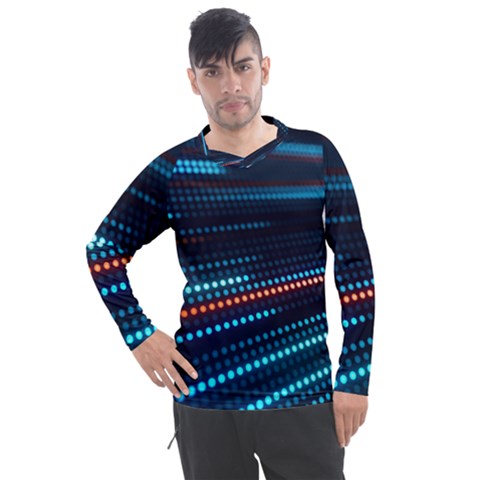 Orange Blue Dot Dots Lines Abstract Abstract Digital Art Men s Pique Long Sleeve Tee by Jancukart