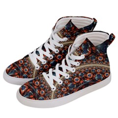 Fractal Floral Ornaments Rings 3d Sphere Floral Pattern Neon Art Men s Hi-top Skate Sneakers by Jancukart