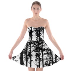 Trees Forest Woods Woodland Trunk Strapless Bra Top Dress by Jancukart