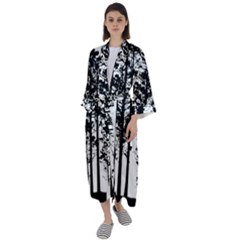 Trees Forest Woods Woodland Trunk Maxi Satin Kimono by Jancukart