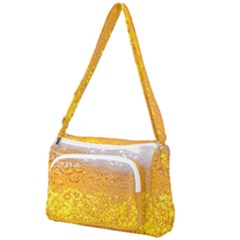 Texture Pattern Macro Glass Of Beer Foam White Yellow Bubble Front Pocket Crossbody Bag