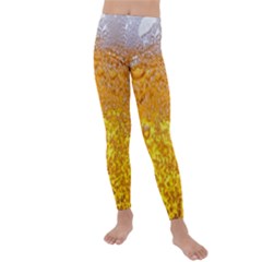 Texture Pattern Macro Glass Of Beer Foam White Yellow Bubble Kids  Lightweight Velour Leggings