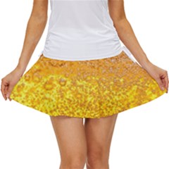 Texture Pattern Macro Glass Of Beer Foam White Yellow Bubble Women s Skort by Semog4