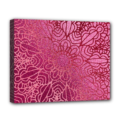 Pink Mandala Glitter Bohemian Girly Glitter Deluxe Canvas 20  X 16  (stretched) by Semog4