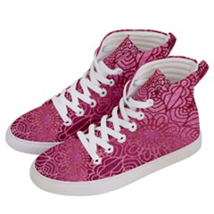 Pink Mandala Glitter Bohemian Girly Glitter Men s Hi-top Skate Sneakers by Semog4