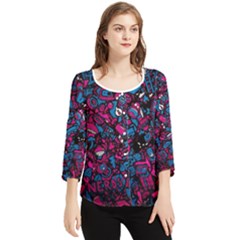 Grafitti Graffiti Abstract Artwork Digital Chiffon Quarter Sleeve Blouse