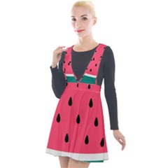 Watermelon Fruit Pattern Plunge Pinafore Velour Dress by Semog4