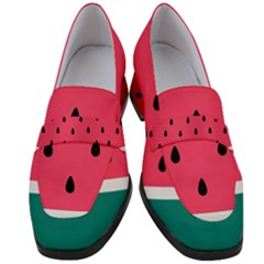Watermelon Fruit Pattern Women s Chunky Heel Loafers by Semog4