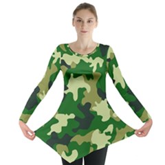 Green Military Background Camouflage Long Sleeve Tunic 