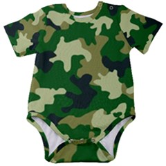 Green Military Background Camouflage Baby Short Sleeve Bodysuit by Semog4