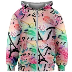 From Paris Abstract Art Pattern Kids  Zipper Hoodie Without Drawstring by Semog4