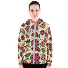 Watermelon Pattern Slices Fruit Women s Zipper Hoodie by Semog4