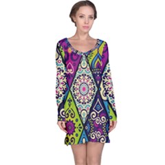 Ethnic Pattern Abstract Long Sleeve Nightdress