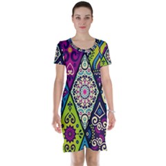 Ethnic Pattern Abstract Short Sleeve Nightdress