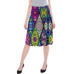 Ethnic Pattern Abstract Midi Beach Skirt