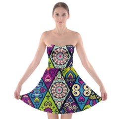 Ethnic Pattern Abstract Strapless Bra Top Dress