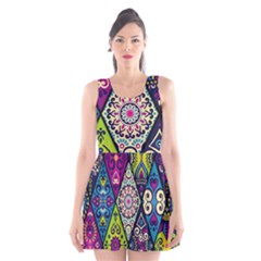 Ethnic Pattern Abstract Scoop Neck Skater Dress