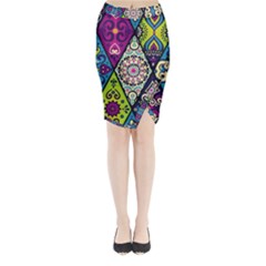 Ethnic Pattern Abstract Midi Wrap Pencil Skirt
