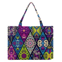 Ethnic Pattern Abstract Zipper Medium Tote Bag