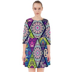 Ethnic Pattern Abstract Smock Dress