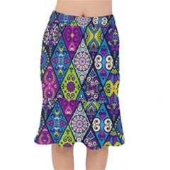 Ethnic Pattern Abstract Short Mermaid Skirt