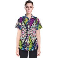 Ethnic Pattern Abstract Women s Short Sleeve Shirt