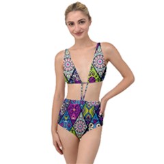 Ethnic Pattern Abstract Tied Up Two Piece Swimsuit