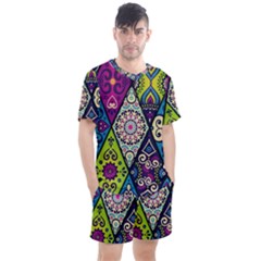 Ethnic Pattern Abstract Men s Mesh Tee and Shorts Set