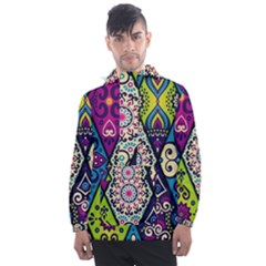 Ethnic Pattern Abstract Men s Front Pocket Pullover Windbreaker