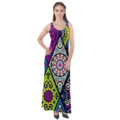 Ethnic Pattern Abstract Sleeveless Velour Maxi Dress