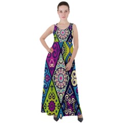 Ethnic Pattern Abstract Empire Waist Velour Maxi Dress