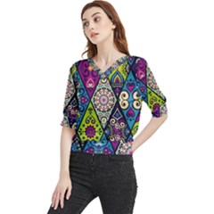 Ethnic Pattern Abstract Quarter Sleeve Blouse