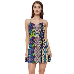 Ethnic Pattern Abstract Short Frill Dress