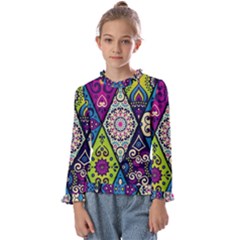 Ethnic Pattern Abstract Kids  Frill Detail Tee