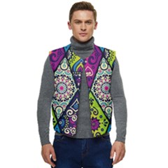 Ethnic Pattern Abstract Men s Short Button Up Puffer Vest	