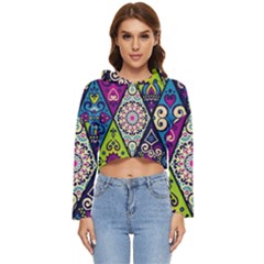 Ethnic Pattern Abstract Women s Lightweight Cropped Hoodie