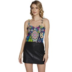 Ethnic Pattern Abstract Flowy Camisole Tie Up Top